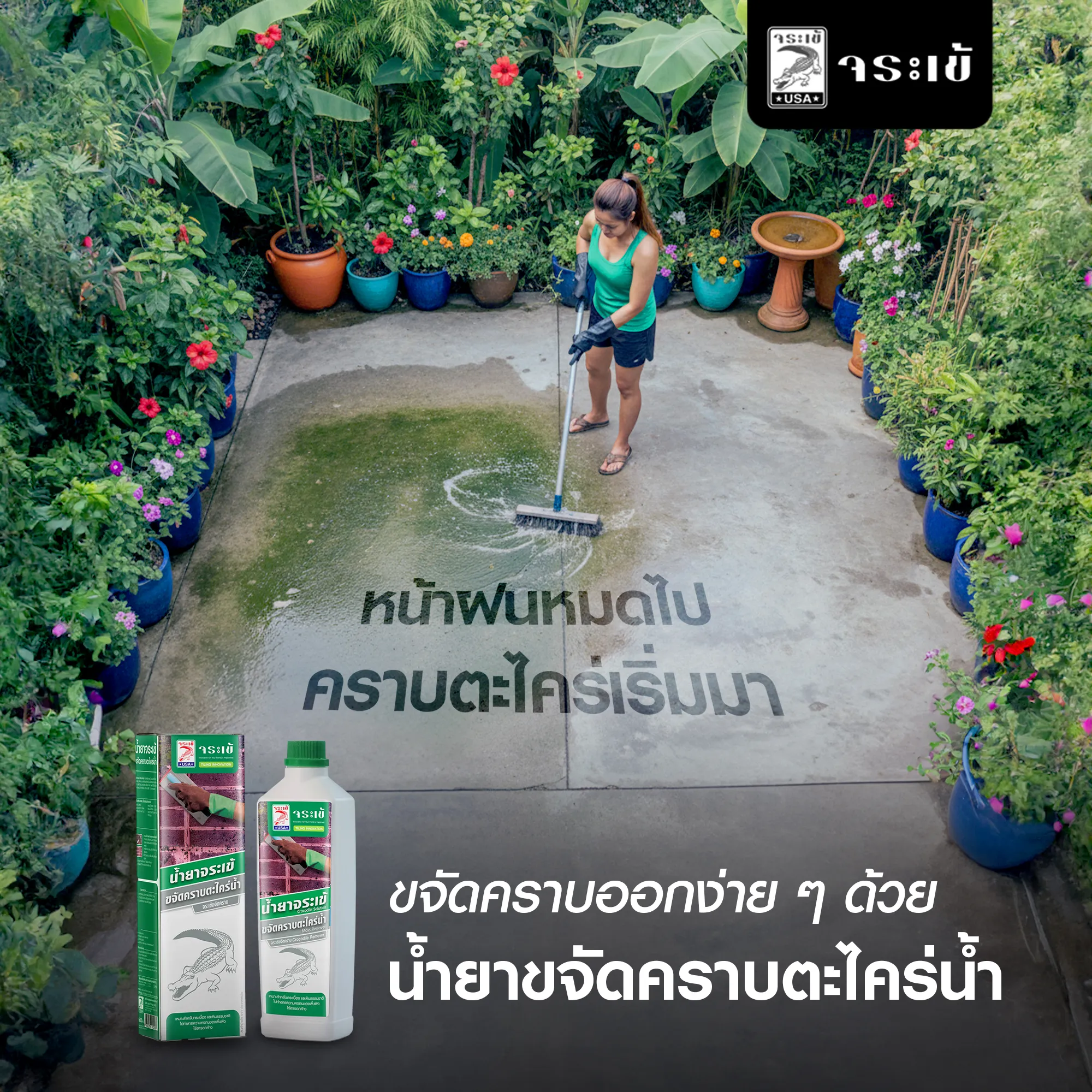 น้ำยาจระเข้ ขจัดคราบตะไคร่น้ำ