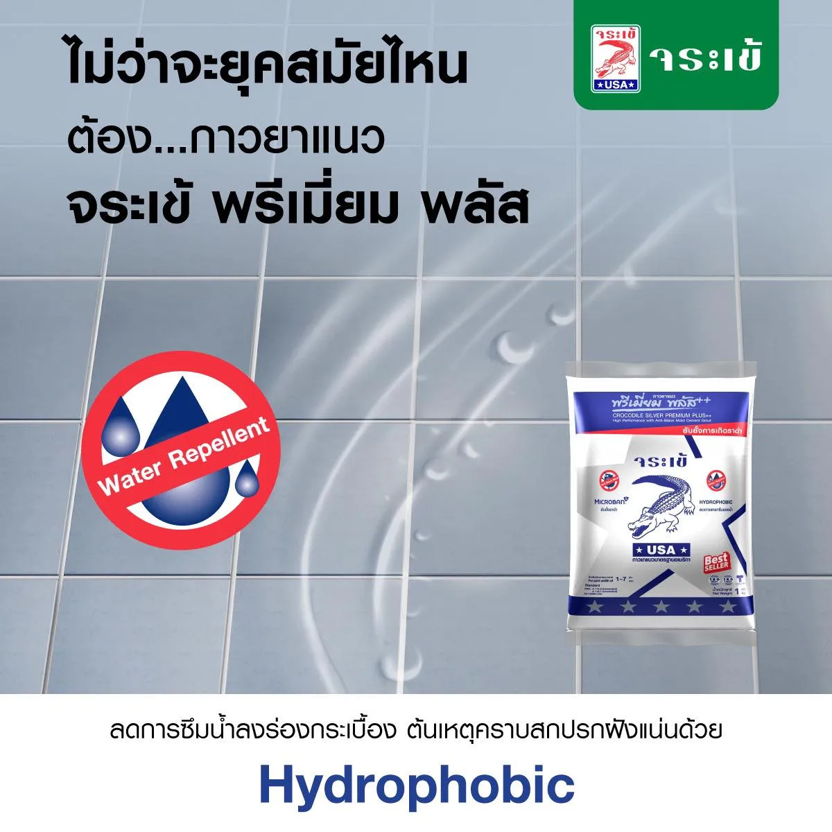 สารไฮโดรโฟบิกในกาวยาแนวจระเข้